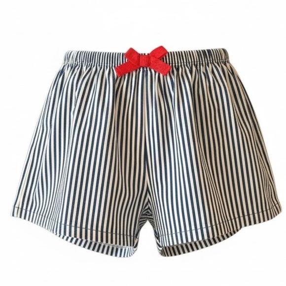 tutto piccolo Pants - Tutto Piccolo Striped Girl’s Shorts with Red Bow